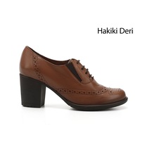 Gönderi(R) Gönderi R Kadın Taba Antik Bağcıklı Orta Kalın Topuklu Hakiki Deri Oxford Ayakkabı Gdza13424040 Taba