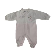 Gaye Bebe Bebek Tulum Kız Çocuk Kadife Tavsan Figürlü 8 Pembe - Beyaz