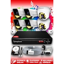 Bayicam 6 Kameralı Süper 2 İç Kamera Set 320 GB 5 MP 2K Renkli Gece Görüşlü Güvenlik Kamerası Sistemi