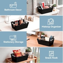 Black - Whitmor Rattique Small Shelf Tote, Black Açık Ahşap
