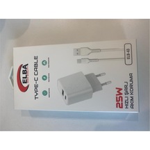 Elba Elb43 25w 2li Usb Başlık Type-c Kablolu Set Hızlı Şarj Akım Koruma