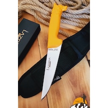 İşlemeli Tpe Sap Outdoor Kamp Bıçağı Çakısı Kılıflı Kmi-544 Sarı