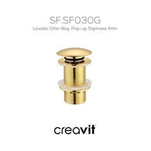 Creavit Lavabo Sifon Başlığı Pop-up Taşmasız Altın