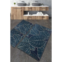 Zeleno Banyo Halısı Djt 3 Lü Set Banyo Halısı Paspas Yıkanabilir Kaymaz Çok Renkli