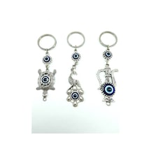 Nazar Boncuğu Metal Tavus Kuşu+ Kaplumbağa+ Testi Anahtarlık/diki