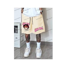 Tarzsokak Y2k Unisex Yaz Şort Bermuda Harajuka Anime Retro Kod-11491 Bej
