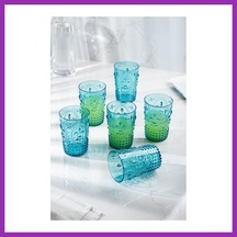 Bezos Akrilik Aquamarin 6'lı Kısa Bardak & Su Meşrubat Kahve Yanı Bardağı 400 Ml Cam Değildir Bty