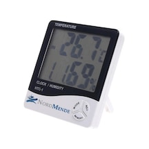 Mey İthalat Nordmende Dijital Termometre Nem Ölçer Saat Alarm Özellikli Lcd Ekran İç Mekan Sıcaklık Göstergesi