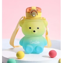 Sarı Smile Ayıcık Model Su Matarası Su Şişesi Suluk 800 Ml Bpa Içermez Matara Suluk 0,80 L Plastik S Diğer