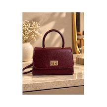 Names Bag Aura-gold Kilitli Tek Saplı Kadın Mini El Ve Omuz Çantası Bordo