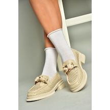 Fox Shoes U704137509 Bej Loafer Makosen Kadın Ayakkabı Bej