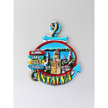 Antalya Temalı Kabartmalı Polyester Magnet Kaleiçi Lara Konyaaltı Kundu Hediyelik Buzdolabı Magneti 5,5 X 7,5 Cm Kod:1249