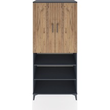 Hyperion Dolap 4 Raflı 2 Kapaklı Tek Askılı 88x44x195 Antrasi... Antrasit