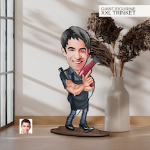 Bk Gift Kişiye Özel Kuaför Karikatürlü Büyük Boy Ahşap Biblo-1 Arkadaşa Hediye , Sevgiliye Hediye, Kişiye Özel Biblolar