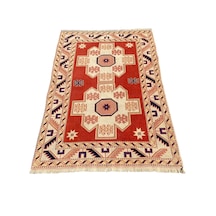 El Dokuma Eskitme Milas Halısı 130x190 Vintage Krem Yün Halı KREM