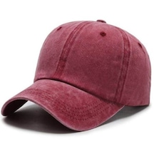 Unisex Yıkamalı Eskitme Bordo Kep Şapka