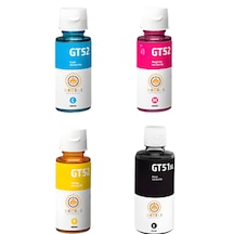 Hp Uyumlu Gt53xl Siyah + Gt52 Renkli 4'lü Mürekkep Seti Black, Cyan, Magenta, Yellow - Smart Tank Ve Ink Tank Tam Uyumlu