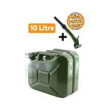 Metal Benzin Bidonu 10 Litre Akaryakıt Mazot Taşıma Doldurma Depolama Bidonu Aktarma Borusu.