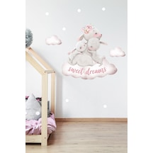 Mutlu Tavşan Ailesi Duvar Sticker Renkli