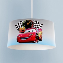 Mekta Home Bebek Ve Çocuk Odası Gri Mavi Mcqueen Desenli Avize Renkli