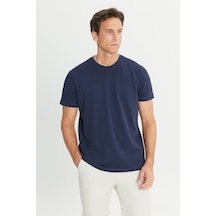 Erkek Lacı Pamuklu Slim Fit Dar Kesim Bisiklet Yaka Tişört Lacı