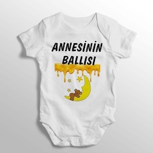 İmaj Tuğbababy Annesinin Ballısı Yazılı Baskılı Bebek Zıbını Beyaz