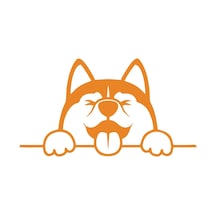 Tutunan Köpek Araba Sticker 17x17 Cm Turuncu