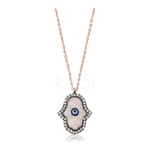 Kuyumcudukkani Beyaz Taşlı"fatma Ana Eli"figürlü Kolye-20657-r-mıx Rose Gold