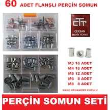 Perçin Somun Seti 60 Parça Flanşlı Perçin Somun N11.42508