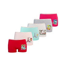 Hepsine Rakip 6lı Kız Çocuk Boxer Renkli Likralı Pamuklu İç Çamaşırı 001