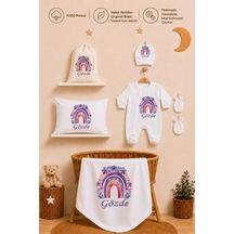 Pia Baby Erkek Bebek %100 Pamuk İsme Özel Hastane Çıkışı Hediye Seti Yastık Tulum Battaniye Ve Kese 1059tybk3x Krem