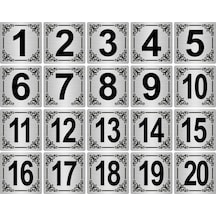 Metal Kapı,Masa,Dolap Numarası 4x4cm 20 adet (1..20) Gümüş Renk Metal