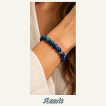 Azurit Taşı Bileklik 8 Mm, Unisex, Elastik Çok Renkli