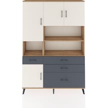 Arges Dolap 9 Raflı 4 Çekmeceli 4 Kapaklı 132x30x195 Çam-aytaşı/antrasit Aytası/antrasıt