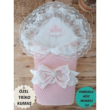 Triko Örg Haki Bebek Kundağı Unisex Bebek Dış Kundak Battaniyesi Hastane Çıkışı Kundak Battaniye Somon