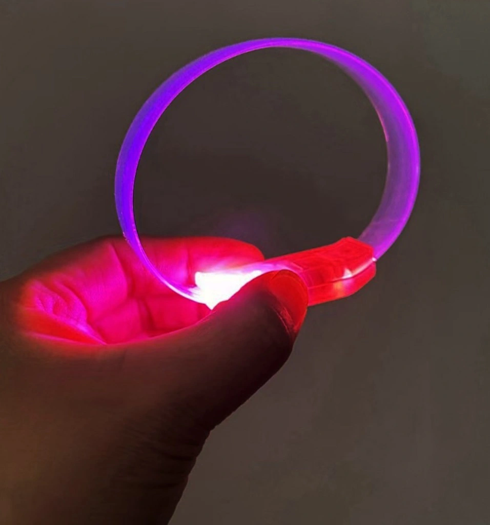 3 Modlu Pilli Led Işıklı Esnek Parti Bilekliği Pembe Çocuk