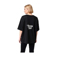 Paybuy Köpek Annesi Vintage Mesajı Baskılı Kadın Oversize Tişört Siyah