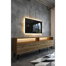 Resital Ledli Tv Sehpası - Led Işıklı - Gold Ceviz - Gl9016-2