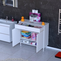 Modilayn Emir 95 X 88 X 32,5 Cm 1 Çekmece 2 Kapak 2 Raf 3 Bölme Çok Amaçlı Banyo & Mutfak Dolabı Beyaz