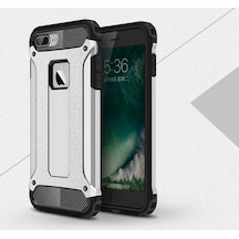 Apple Uyumlu iPhone Ekılıf 8 Plus Kılıf Çift Katman Zırh Tank Crash Military Kapak Gri