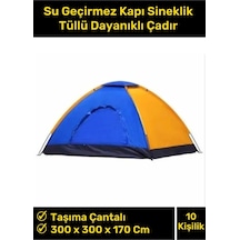 Premium Su Geçirmez Kapı Sineklik Tüllü Dayanıklı Kumaş Pratik Kolay Kurulum 10 Kişilik Kamp Çadırı Beyaz