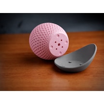 Bezos 3d Baskı Küre Saksı - Kafes Dokulu İki Parçalı Dekoratif Saksı - Pembe-gri Pro Standart