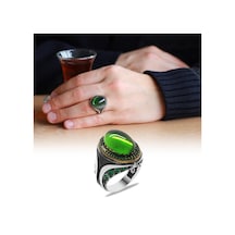 Yeşil Zirkon Taşlı Mikro Zirkon Taş Mıhlamalı Oval Tasarım 925 Ay (500124401)