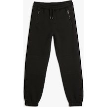 Koton Jogger Eşofman Altı Fermuar Detaylı Şardonlu Pamuklu Siyah 4wkb40227tk 4WKB40227TK999 Siyah