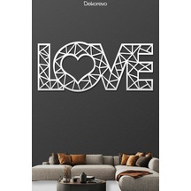 Love Yazı Metal Duvar Tablosu - Metal Duvar Sanatı - Beyaz - 30 X 70 Cm