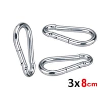 3 Adet Karabina 7 CM Yaylı Çengel Kanca Krom Çinko Yaylı Kilit