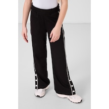 Tommylife Siyah Geniş Paça Çıt Çıt Detaylı Kız Çocuk Palazzo Pantolon - 75199