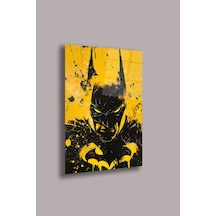 Batman Silüeti 4mm Cam Tablo Karanlık Uv Baskı Tasarım Beyaz