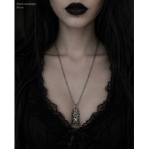 Gotik Kafatası Ve Kanat Figürlü Metal Kolye Unisex Gümüş Renk Çok renkli