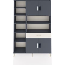 Arges Dolap 10 Raflı Tek Çekmeceli 4 Kapaklı 132x30x195 Antrasit-antrasit/aytaşı Antrasıt/aytası